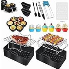 Dual Air Fryer Accessories for Ninja: Silicone Air Fryer Liners for Tower T17088 | Foodi Af400uk Af300uk 9.5L - Reusable Airfryer Basket Rack for Salter Instant Vortex Dual Zone Air Fryer