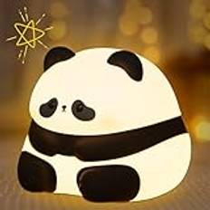 CooPark Cute Panda Night Light, Animal Soft Silicone LED Touch Lamp with Dimmability and Timer, Portable Rechargeable Children's Room Bedside Table Bedroom Decor Birthday for Children Boys Girls