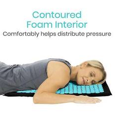 Yoga acupressure mat pillow set points mats pain stress relief - black