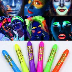 6pcs neon body and face paint kit midnight glow in the dark halloween makeup