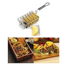 Taco shell deep fryer basket with grip handle 6 grid