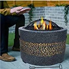 Outdoor Fire Pits Wood Burning BBQ Grill Large Fire Pits Bowl Charcoal Barbecues Grill w/Spark Screen Cooking Grid Poker, for Backyard Garden Camping Bonfire