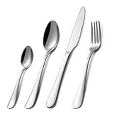 Cutlery Set, Pleafind 16 Piece Cutlery Set, Service for 4, Stainless Steel Flatware Set Include Knife Fork Spoon, Mirror Polish Silverware Set, Dishwasher Safe