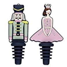 KitchenCraft KCXMWST2PKPAS Nutcracker Collection Silicone Bottle Stoppers, 2 Pieces, Gift Boxed, Plastic