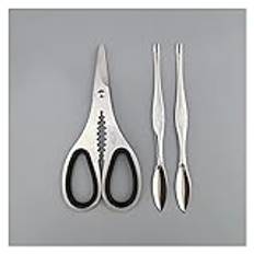 FBHappiness Seafood Tools 3-pieces Household Seafood Scissors and Fork Set with Storage Box Includes 1 Seafood Scissors, 2 Seafood Forks and Pickaxes Nut Crackers Tool