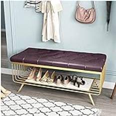 ZHXYMDSF Shoe Storage Cabinet,Modern Entryway Shoe Bench,Marble and Metal Shoe Rack Bench,Shoe Storage Bench,Porch Bench,End of Bed Storage Bench/Brown/100 * 35 * 45Cm