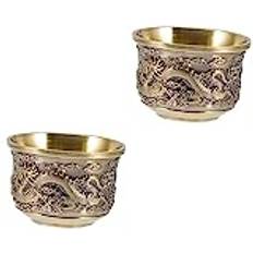 UPKOCH 2pcs Dragon and Phoenix Cup Asian Tea Cup Bullet Shot Glass Shot Dispenser Vintage Chalice Goblet Tea Cup Retro Antique Teaware Chinese Dragon Tea Cup Alloy Red Wine Glass Office