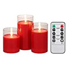 burko 3PCS Flickering Flameless Candle Lights Kit with Controller Dynamic& Constant Bright Lighting Effect 50%&100% Dimmable Brightness Adjustable 2H&4H&6H&8H 4 Levels Timer 2 * AA Cell Operated for Indoor