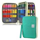 qianshan 202 Colored Pencils Pencil Case - 136 Color Gel pens Pen Bag or  Marker Organizer - Universal Artist Use Supply Zippered Large