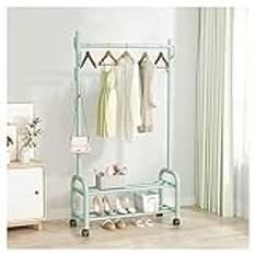 coat stand Wardrobe Multifunctional Tidy Rail Durable Clothes Rack with Side Hooks and Shoe Rack Household Closet Organizer for Living Room Bedroom/Pink/60cm wwyy