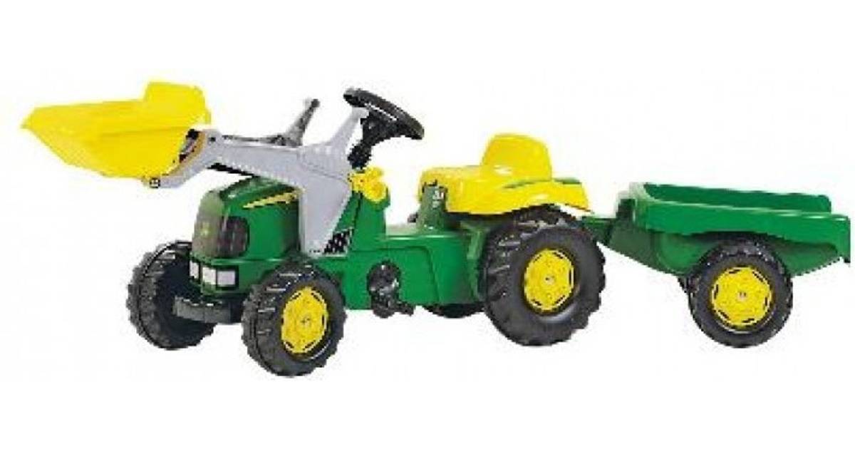 john deere kid tractor with front loader and trailer