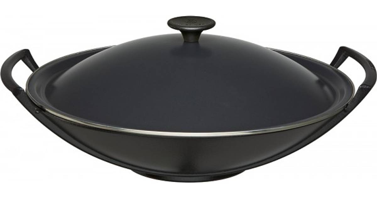 Le Creuset Black Cast Iron Wok with lid 36 cm • Compare prices now