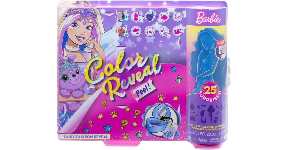 Mattel Barbie Color Reveal Peel Doll with 25 Surprises & Fairy Fantasy ...