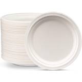 Comfy Package 100% Compostable 9 inch Heavy-Duty Plates [125 Pack] Eco-Friendly Disposable Sugarcane Paper Plates