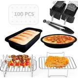  Air Fryer Silicone Loaf Pans for Ninja Foodi Dual Basket DZ201  8qt Baking Set, Non-Stick Cake Pan, Conversion Chart, Airfryer Bakeware for  Double 2-Basket DualZone Airfryer, BPA Free by INFRAOVENS 