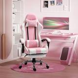 Vinsetto Racing Gaming Chair With Footrest Removable Rabbit Ears, Pink