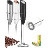 Peach Street Powerful Handheld Milk Frother, Mini Milk Frother, Battery Operated (Not Included) Stainless Steel Drink Mixer - Milk Frother Stand for