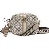 River Island monogram mini kettle bag in beige