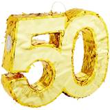 Small Pink and Gold Foil Number 1 Pinata for Kids 1st Birthday Party  Decorations (16.5 x 11 In)