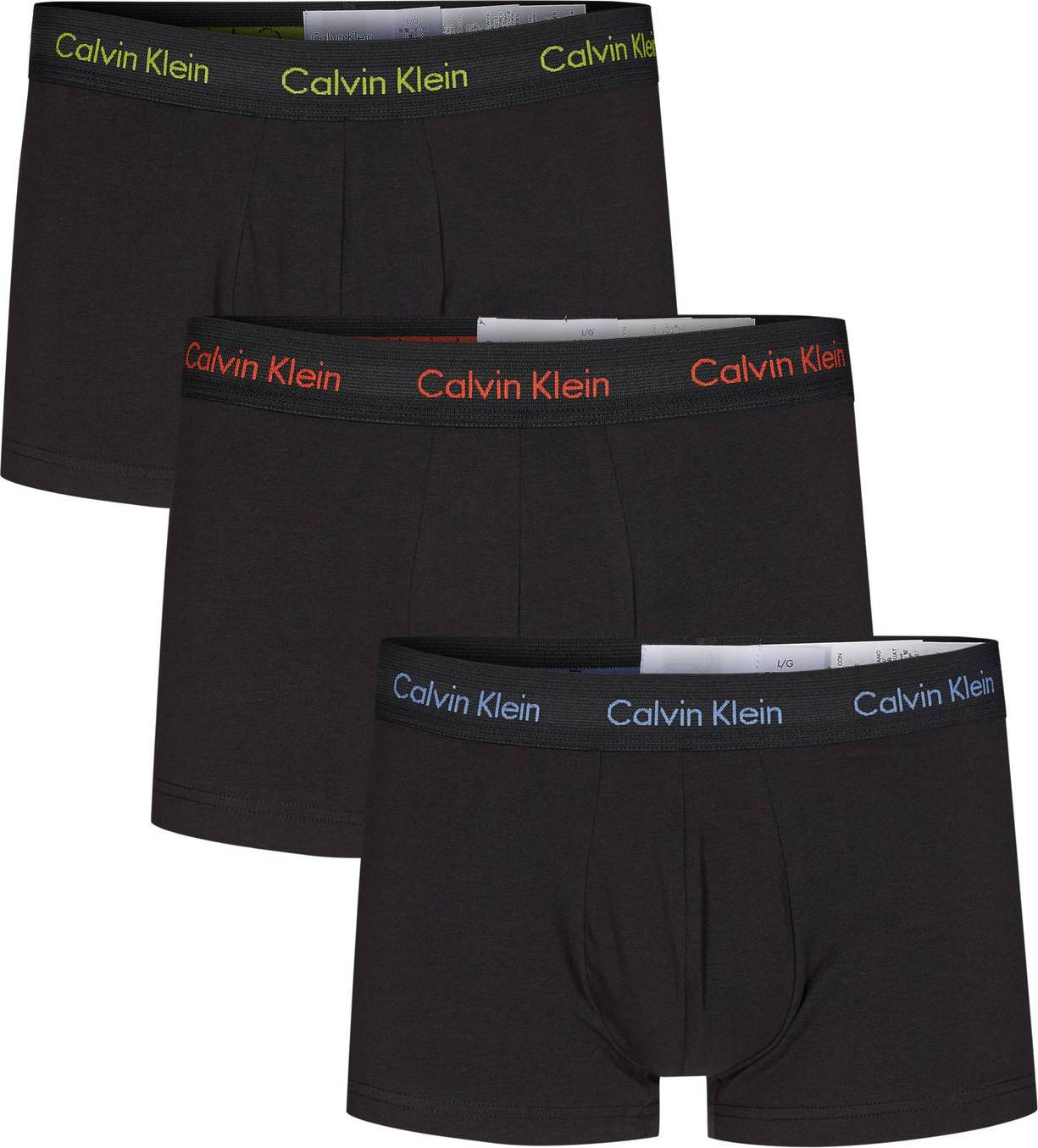 Calvin Klein Cotton Stretch Low Rise Trunks 3-pack - Black • Price