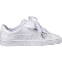 puma basket heart trainers in patent white