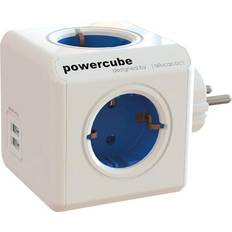 Blue Power Strips allocacoc PowerCube Original 4-way 2 USB Without Cable