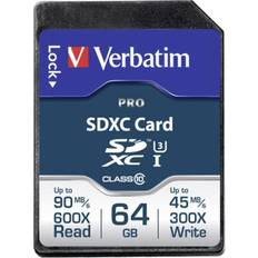 64 GB - SDXC Memory Cards & USB Flash Drives Verbatim Pro SDXC Class 10 UHS-I U3 90/45MB/s 64GB