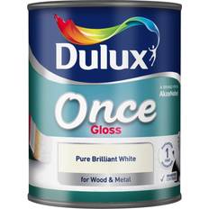 Dulux Once Gloss Wood Paint, Metal Paint White 0.75L