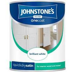 Johnstones One Coat Quick Dry Satin Wood Paint, Metal Paint Brilliant White 0.75L