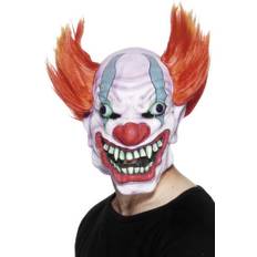 Blue Head Masks Fancy Dress Smiffys Clown Mask, White, Red and Blue