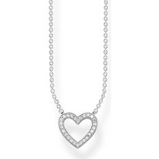 Thomas Sabo Open Heart Pave Necklace - Silver/Transparent