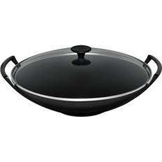 Le Creuset Cast Iron Wok Pans Le Creuset Matte Black with lid 4.5 L 36 cm