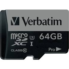 MicroSDXC Memory Cards & USB Flash Drives Verbatim Pro microSDXC UHS-I U3 V30 64GB (600x)