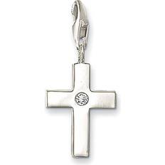 Thomas Sabo Cross Pendant Charm - Silver/Transparent