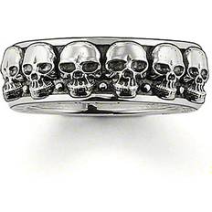 Black Jewellery Thomas Sabo Skull Ring - Silver/Black