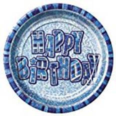 Unique Party Birthday Party Prism Glitz Blue Plates 8-pack