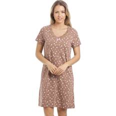 Brown Sleepwear Camille Multi Coloured Polka Dot Light Cotton Nightdress - Brown
