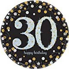 Birthdays Disposable Plates Amscan Gold Sparkling Celebration 30th Prismatic Paper Plates Disposable Dinnerware