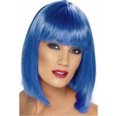 Blue Short Wigs Fancy Dress Smiffys Glam Wig Blue