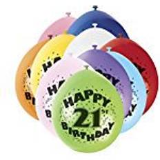 Unique Party 21th Happy Birthday Latex Balloons 10-pack
