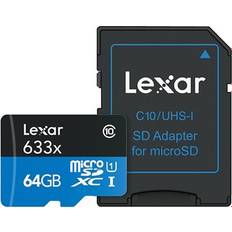U1 - microSD Memory Cards & USB Flash Drives LEXAR High Performance microSDXC Class 10 UHS-I U1 633x 64GB