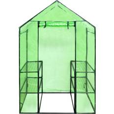 PVC Plastic Mini Greenhouses vidaXL Greenhouse 41545 with 4 Shelves Stainless steel PVC Plastic