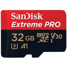 SanDisk Memory Cards SanDisk Extreme Pro MicroSDHC Class 10 UHS-I U3 V30 A1 100/90MB/s 32GB +SD Adapter