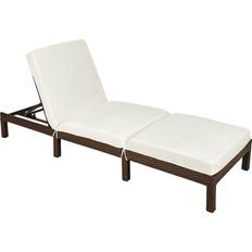 Natural Sun Beds Garden & Outdoor Furniture tectake Poly rattan sun lounger Sofia