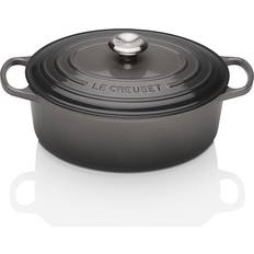 Le Creuset Cast Iron Cookware Le Creuset Flint Signature Cast Iron Oval with lid 4.7 L 29 cm