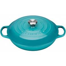 Cast Iron Hob Shallow Casseroles Le Creuset Teal Signature Cast Iron Round with lid 3.2 L 30 cm