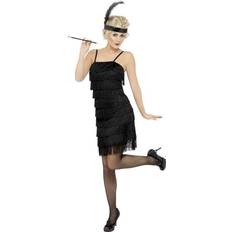 20's Fancy Dresses Smiffys Fringe Flapper Costume Black