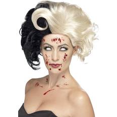 Halloween Short Wigs Fancy Dress Smiffys Evil Madame Wig Black & Blonde