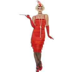 20's Fancy Dresses Smiffys Flapper Costume with Long Dress Red