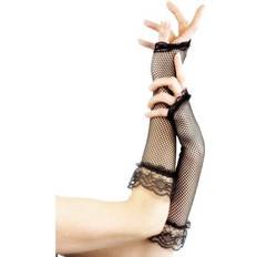 Smiffys Fingerless Fishnet Gloves Black